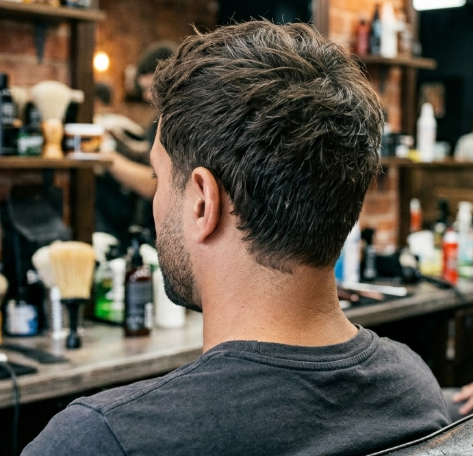 Textured scissor cut at Razors Barber Shop